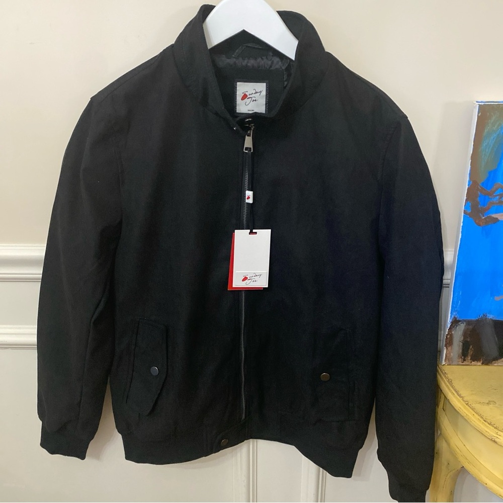 Sunday Joe Full Zip Black Jacket Size Small 2 Pocket Stylish Sleek